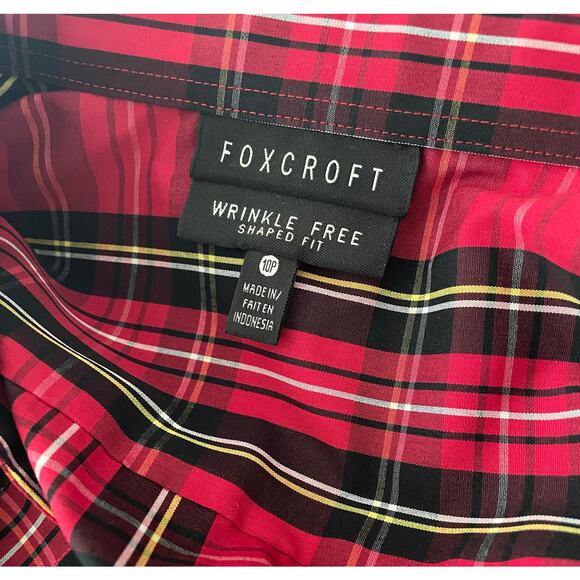 Foxcroft Women's Wrinkle Free Tartan Red Plaid 3/4 Sleeve Blouse Size 10P - Picture 5 of 5